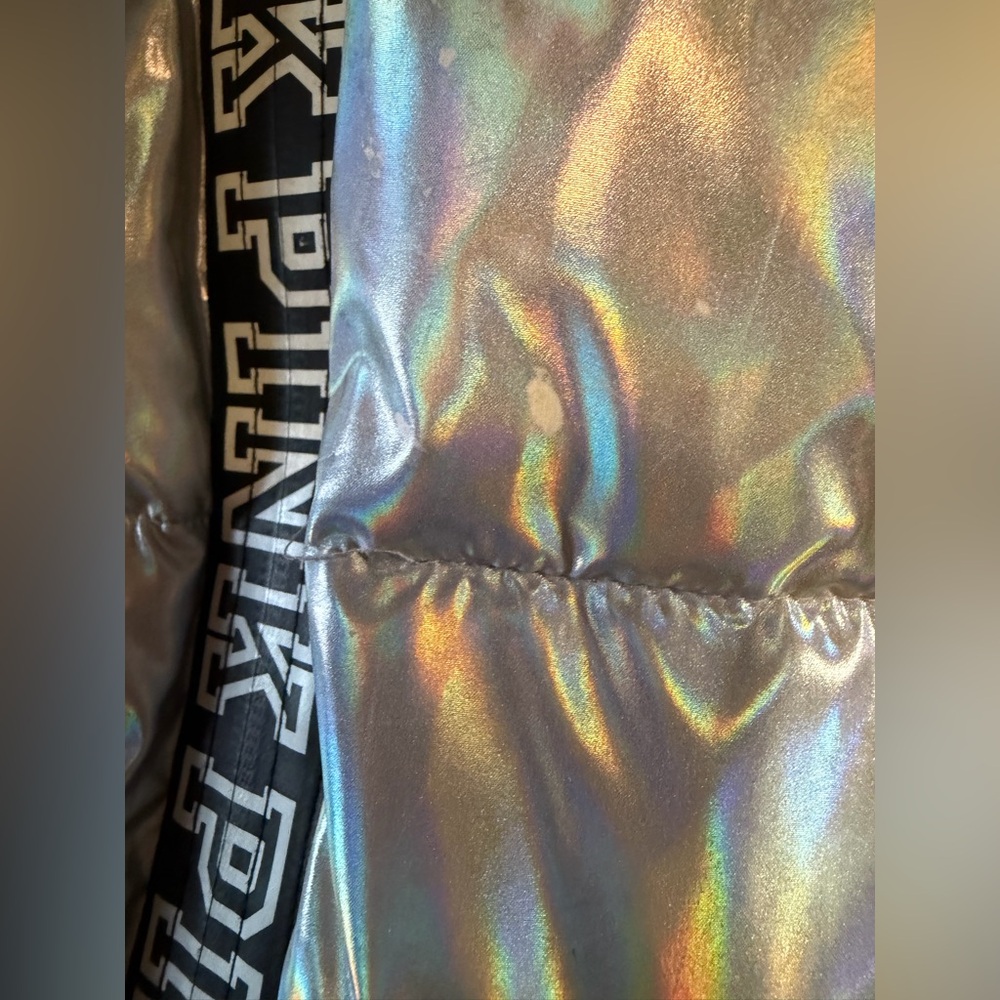 Limited release PINK Victoria’s Secret holographic puffer jacket sz S - Picture 8 of 11